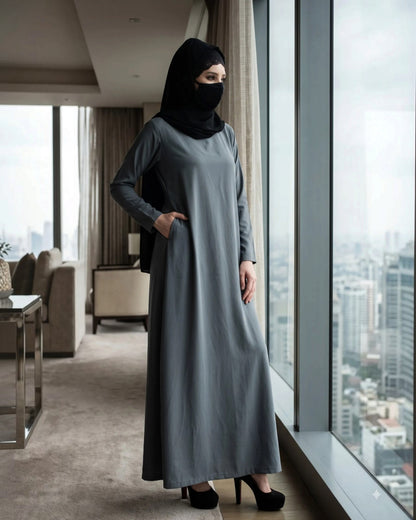 3-Piece Layered Abaya Set with Asymmetrical 'Free Size Shrug' & Hijab