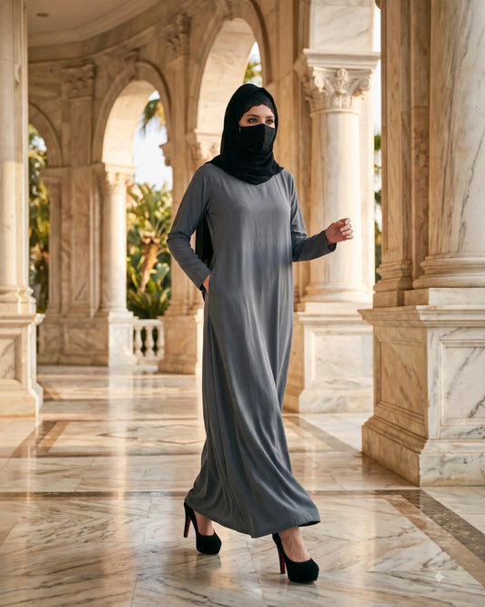 3-Piece Layered Abaya Set with Asymmetrical 'Free Size Shrug' & Hijab