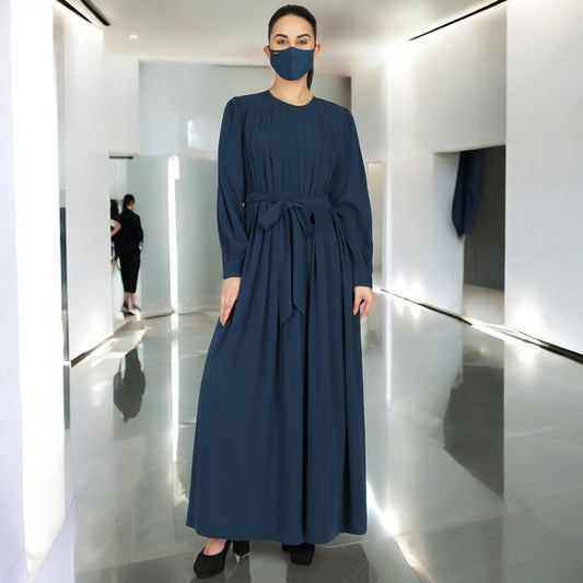Mahram-Abaya With Multiple Pleats And Belt. Comes With A Matching Hijab.