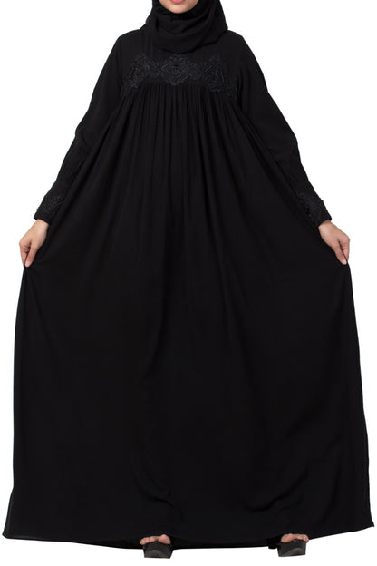 Lose Fit Abaya Like Dress With  Pearl Lace Work-Medium