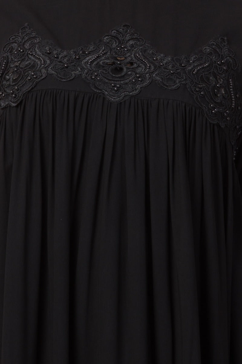 Lose Fit Abaya Like Dress With  Pearl Lace Work-Medium
