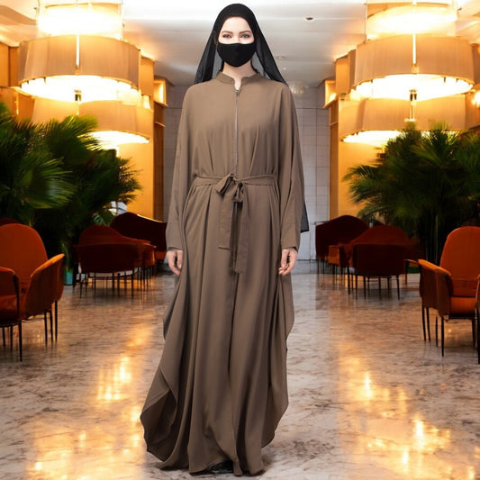 Front Open Kaftan Abaya With Zipper