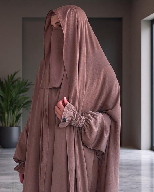 Designer One-Piece Jilbab in Cye Crush Fabric with Matching Niqab