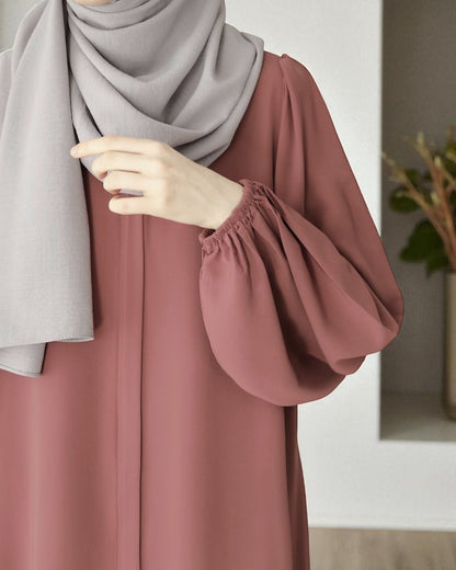 Elegant Front-Open Firdaus Fabric Abaya with Balloon Sleeves Ð Latest Abaya Online