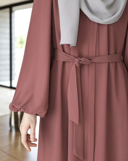 Elegant Front-Open Firdaus Fabric Abaya with Balloon Sleeves Ð Latest Abaya Online