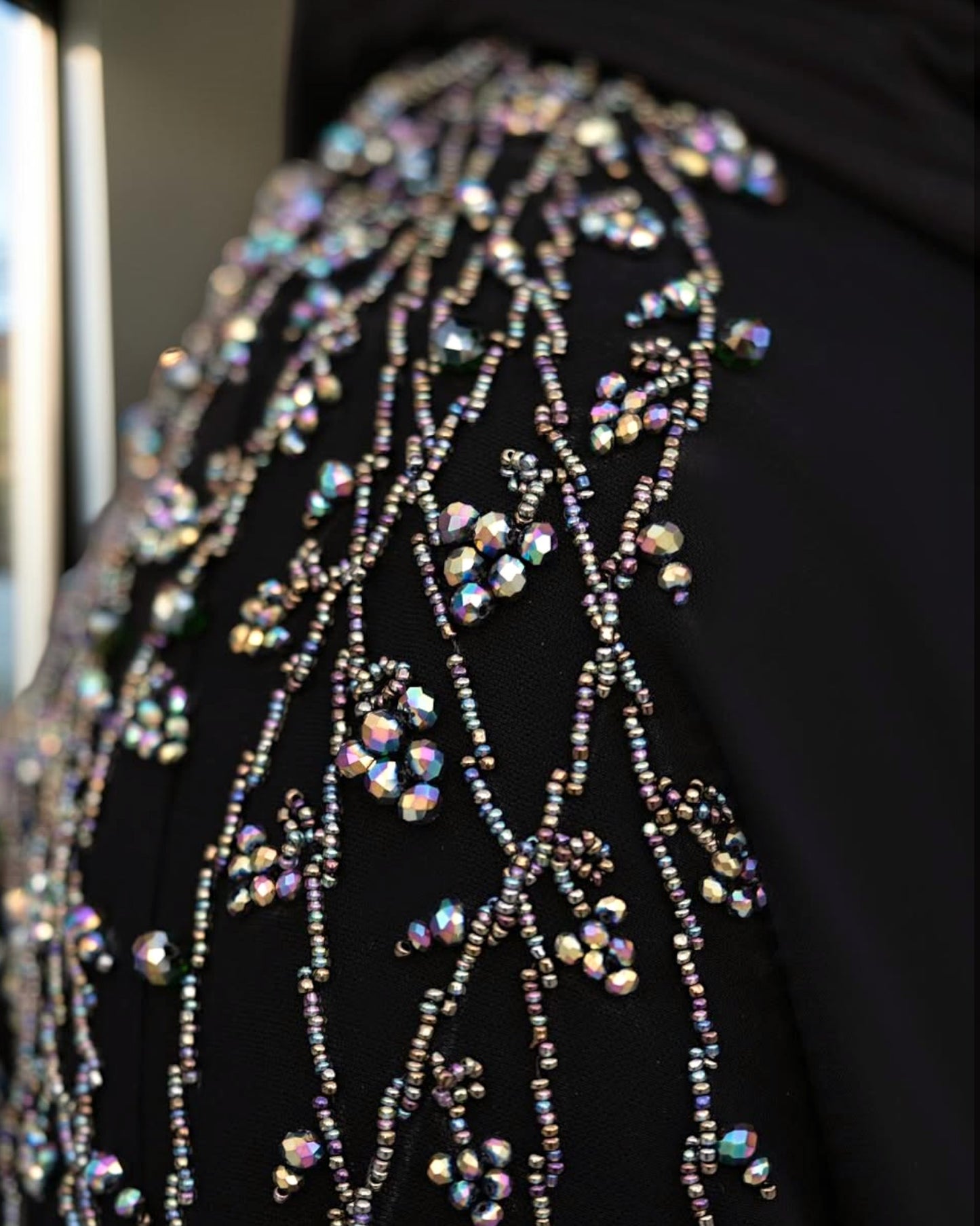 Mahram Black Party Wear Abaya with Handwork