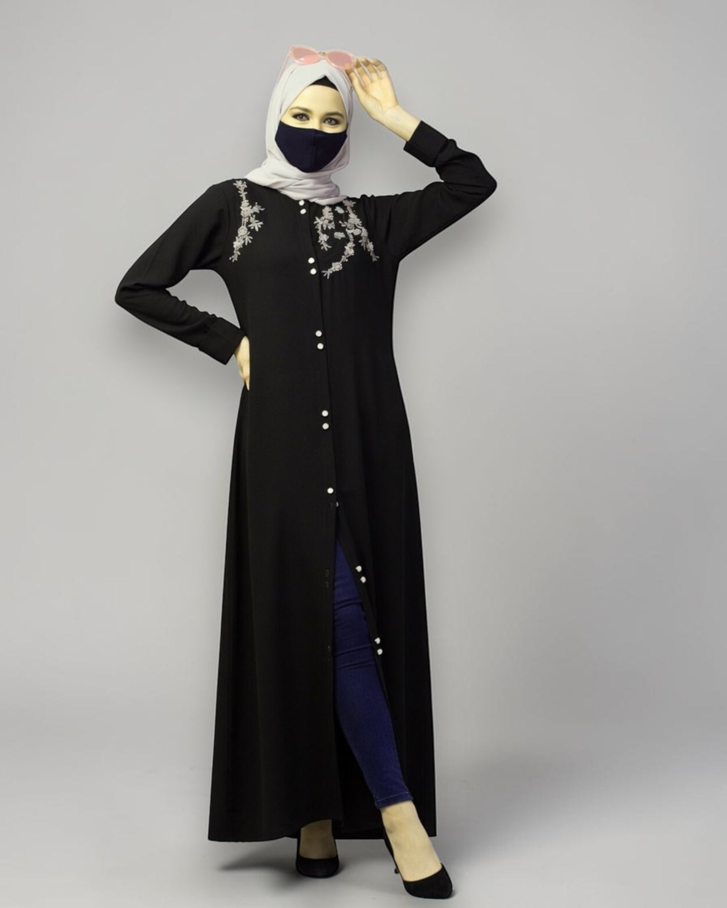 Black  Mahram-Abaya For Wedding  with Handwork Embellishments