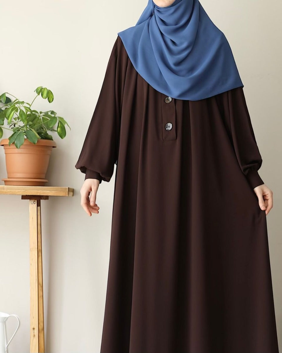 Turkish Style Closed Abaya with Balloon Sleeves