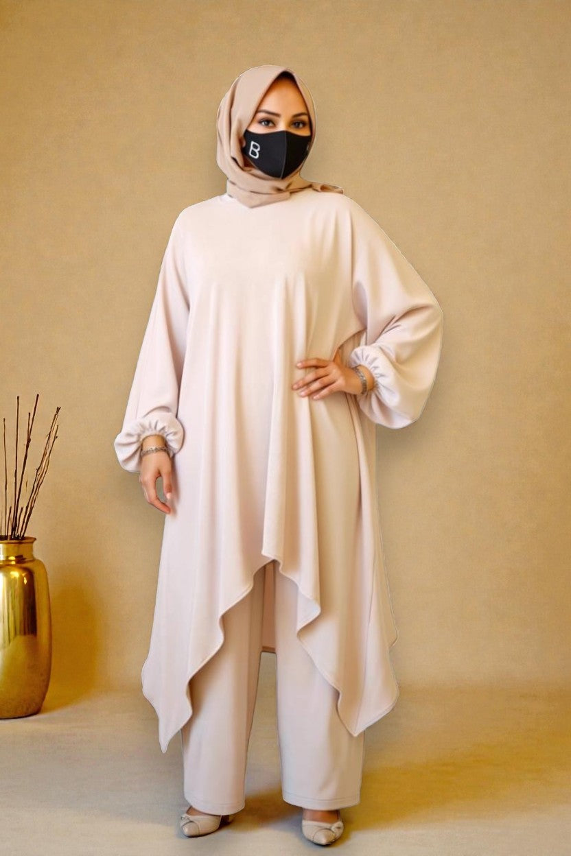 Loose Fit Co-Ord Set in Premium Firdaus Fabric with Hijab