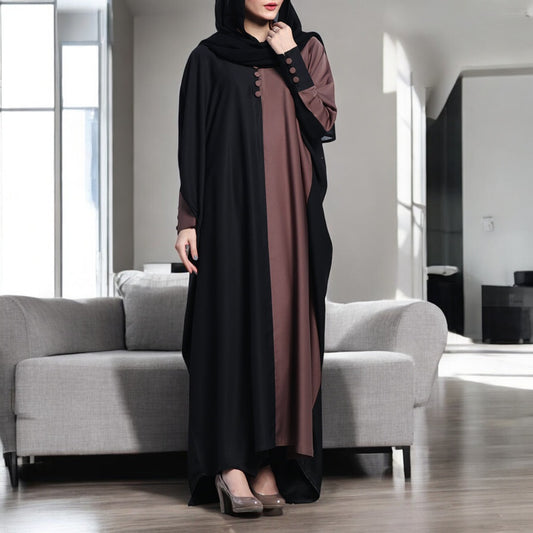 Designer Dual Color Kaftan Abaya in Premium Fabrics with Long Cuffs