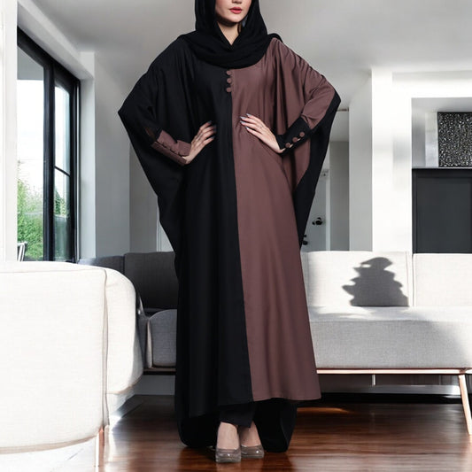 Designer Dual Color Kaftan Abaya in Premium Fabrics with Long Cuffs