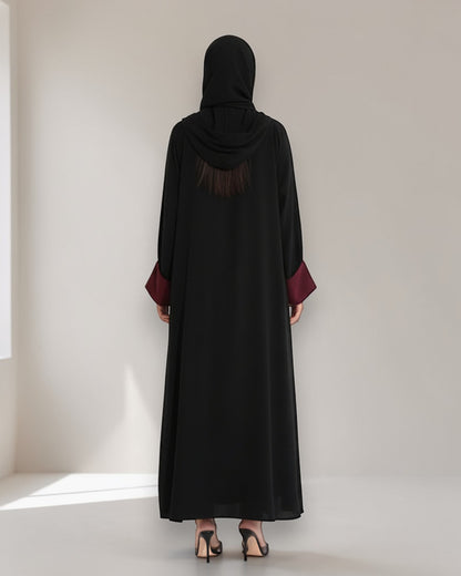 Elegant Double-Breasted Coat Style Mahram-Abaya with Lapel Collar