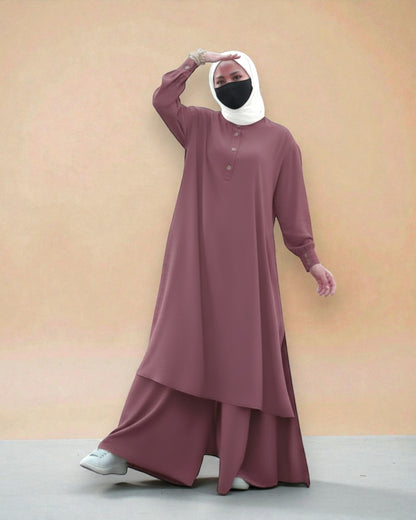 Co-ord Abaya Set for Women In Firdaus Fabric with Wide Palazzo & Tunic