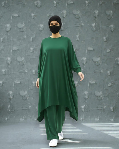 Asymmetric Co-Ord Set in Premium Firdaus Fabric with Stole Hijab