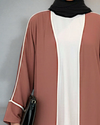 4-Piece Piping Co-Ord Set with Open Shrug & Hijab