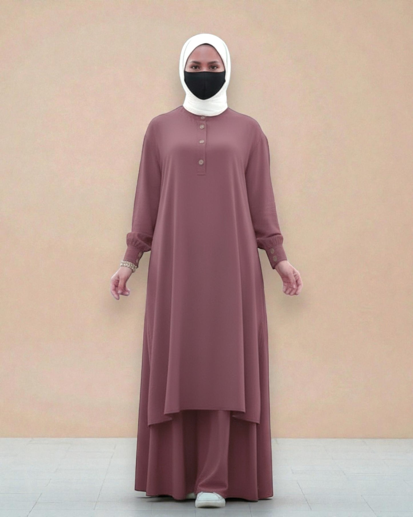 Co-ord Abaya Set for Women In Firdaus Fabric with Wide Palazzo & Tunic