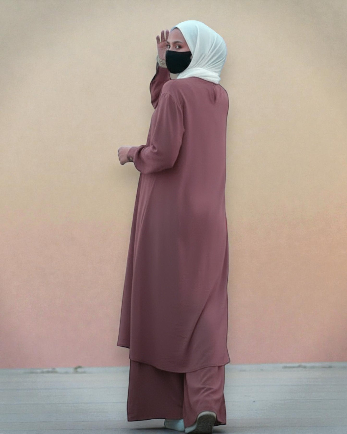 Co-ord Abaya Set for Women In Firdaus Fabric with Wide Palazzo & Tunic