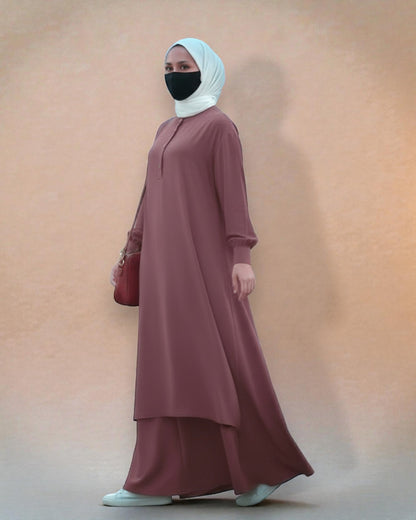 Co-ord Abaya Set for Women In Firdaus Fabric with Wide Palazzo & Tunic