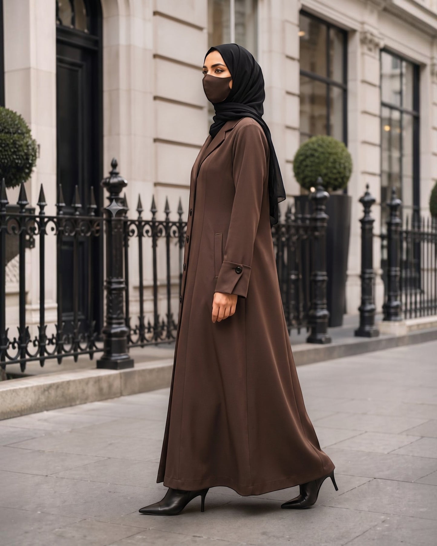 Premium Coat Style Abayas without Lining | Brown