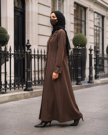 Premium Coat Style Abayas without Lining | Brown