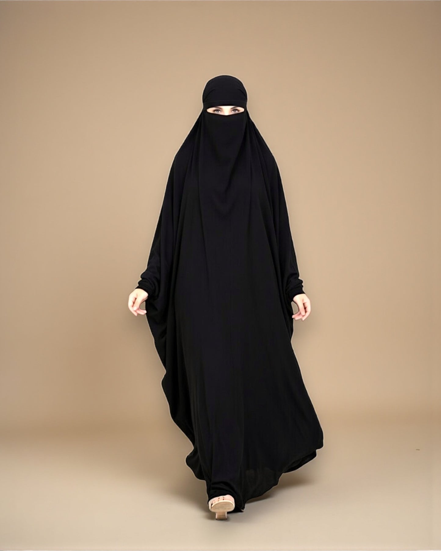 Full Length- Single Piece Jilbab With Adjustable Mouthpiece in Firdaus Fabric