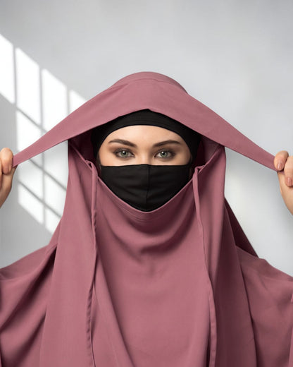 Elegant 2 Piece Jilbab Set in Flow Crepe Fabric with Flared Skirt and Full Size Khimar