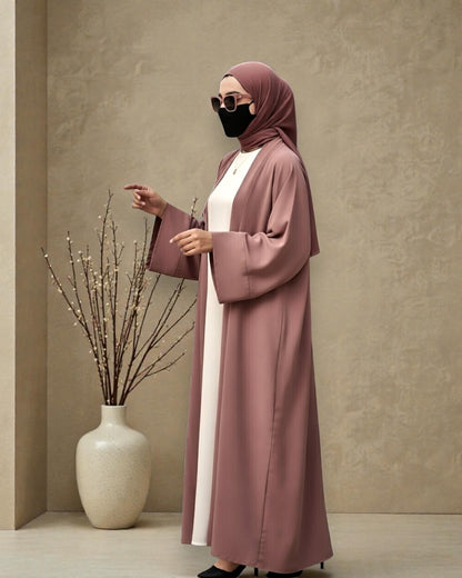 Premium Open Abaya Set for Women with Inner Dress and Matching Hijab