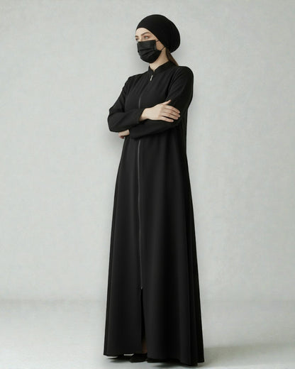Elegant Front Open Abaya in Premium Firdaus Fabric with Full Zipper