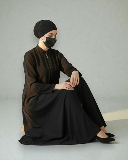 Elegant Front Open Abaya in Premium Firdaus Fabric with Full Zipper