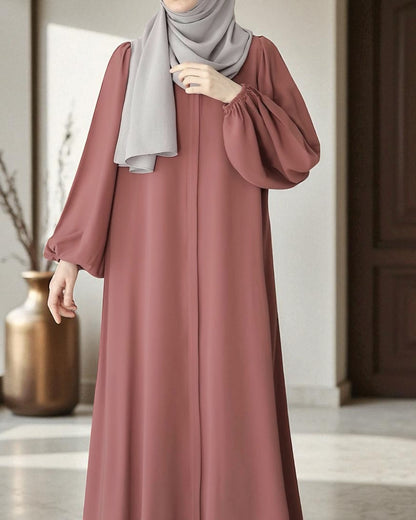 Elegant Front-Open Firdaus Fabric Abaya with Balloon Sleeves Ð Latest Abaya Online