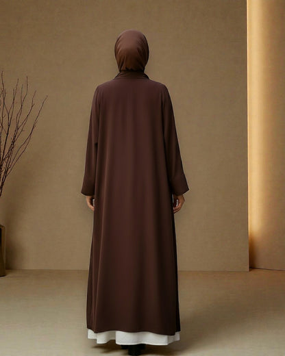 Premium Open Abaya Set for Women with Inner Dress and Matching Hijab