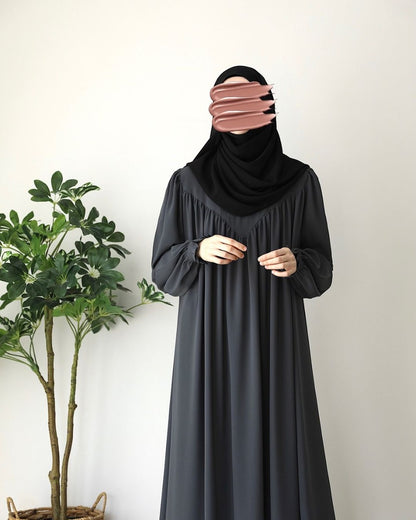 Designer Turkish Style Abaya with V-Shaped Gather