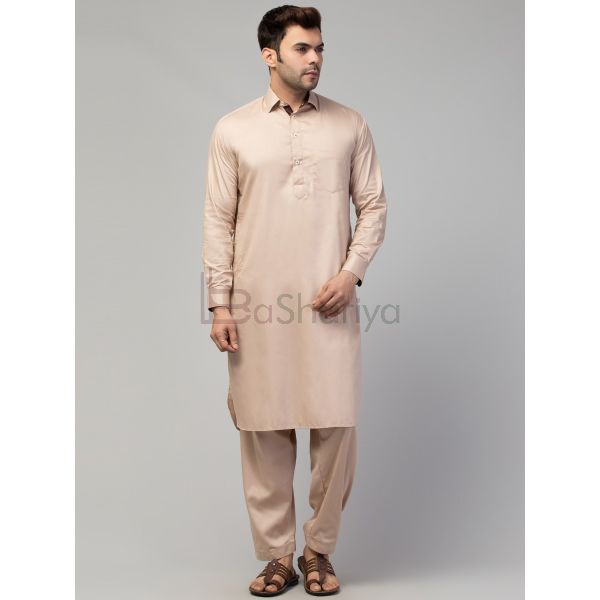 Buy KUSHANJALI Men's Cotton Craft Eid/Ramzan Special Pathani Suit (Light  Beige, 36) at Amazon.in