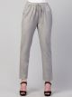 Cotton Blend Grey High Rise Trousers for Women