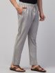 Cotton Blend Grey High Rise Trousers for Men