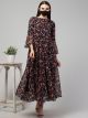 Floral Chiffon Maxi Dress: Elegance in Bell Sleeves and Umbrella Flare