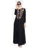 Open Abaya Dress With Snap On Buttons and Embroidery