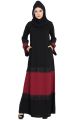 Dress Abaya with Inserted Panels in Contrast-Black-Maroon
