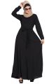 Front Open Abaya Dress with Box Pleats-Black