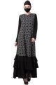 Mushkiya-Modest Dress In Black & White With Frill Layers-Not An Abaya