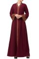 Front Open Abaya Dress With Contrast Panel and Sleeves