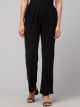 Black solid, high-rise trouser