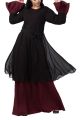 Dual layer Modest Abaya Dress With Bell Sleeves