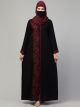 Elegant Front Open Abaya with Complementing Color Embroidery