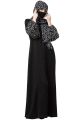 Mushkiya-Front Open Dress With Printed Stole Hijab