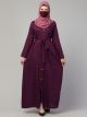 Elegant Front Open Abaya Dress with Wooden Button and Fabric Belt