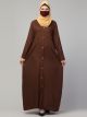Elegant Front Open Abaya Dress with Button and Fabric Belt