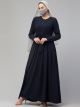 Abaya Dress with Buttons on Yoke and Sleeves-Falls loose From Chest.