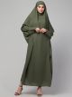 Single Piece Prayer Jilbab: Cuffed Sleeves with Fancy Buttons and Attached Mouthpiece