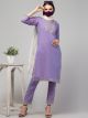 Embroidered Cotton Suit: Elegance in a Two-Piece Set with Three Quarter Sleeves
